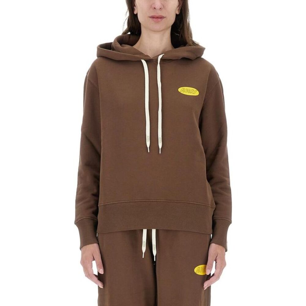 AUTRY Logo Detail Cotton Hoodie Women BROWN Sweaters & Knitwear